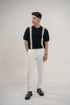 Midnight Heritage Knit Zip Polo