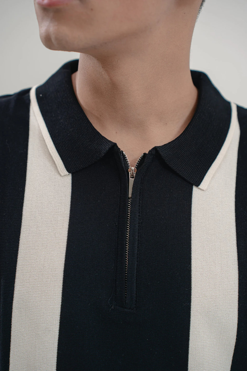 Monochrome Panel Zip Polo