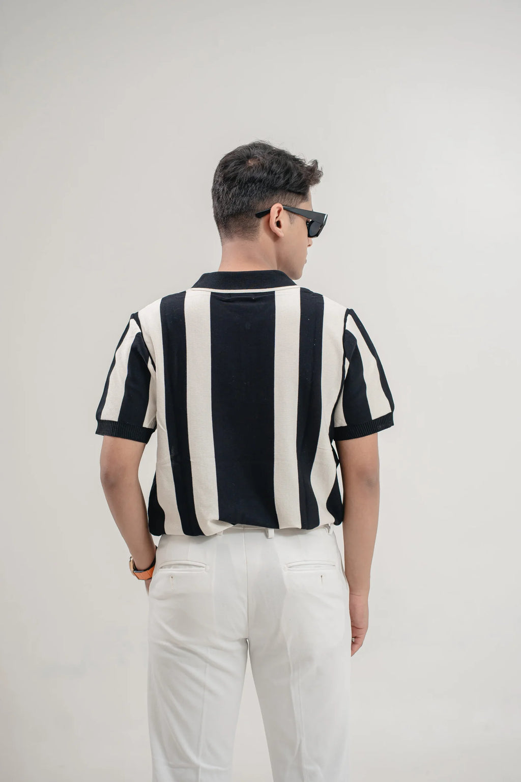 Monochrome Panel Zip Polo