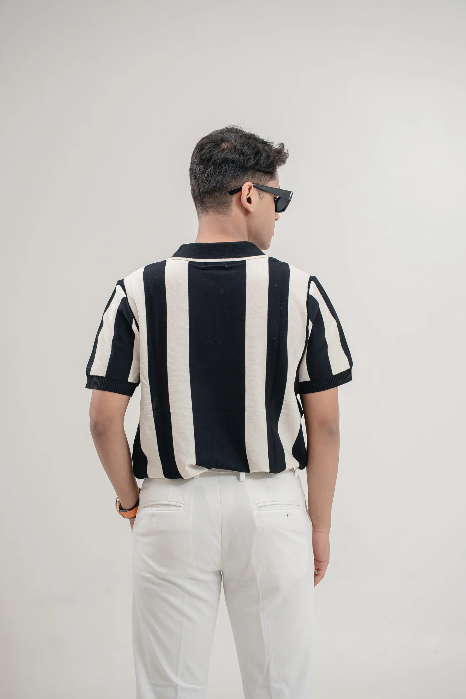 Monochrome Panel Zip Polo