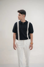 Midnight Heritage Knit Zip Polo