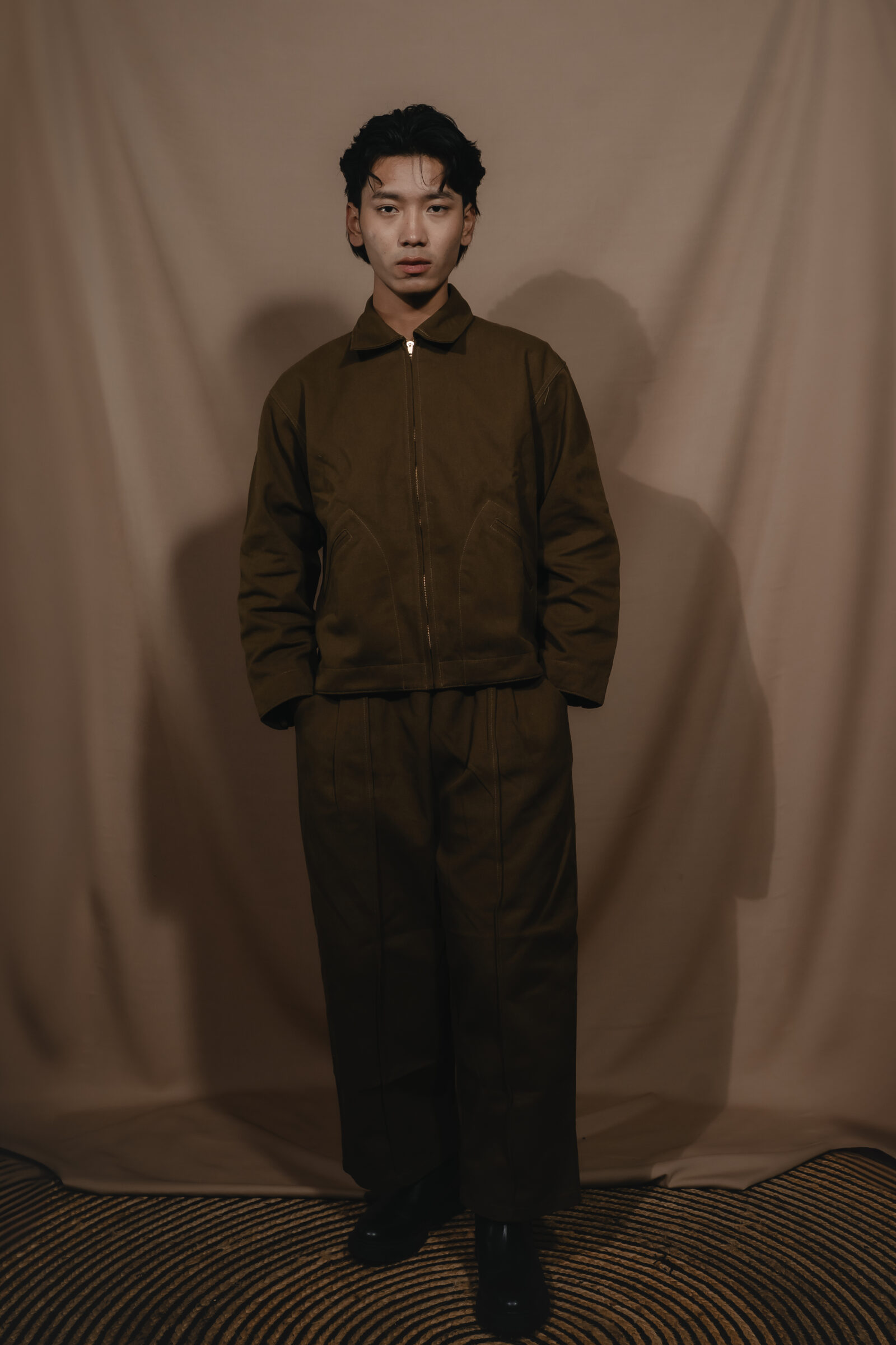 Earthy Olive Denim Collared Jacket