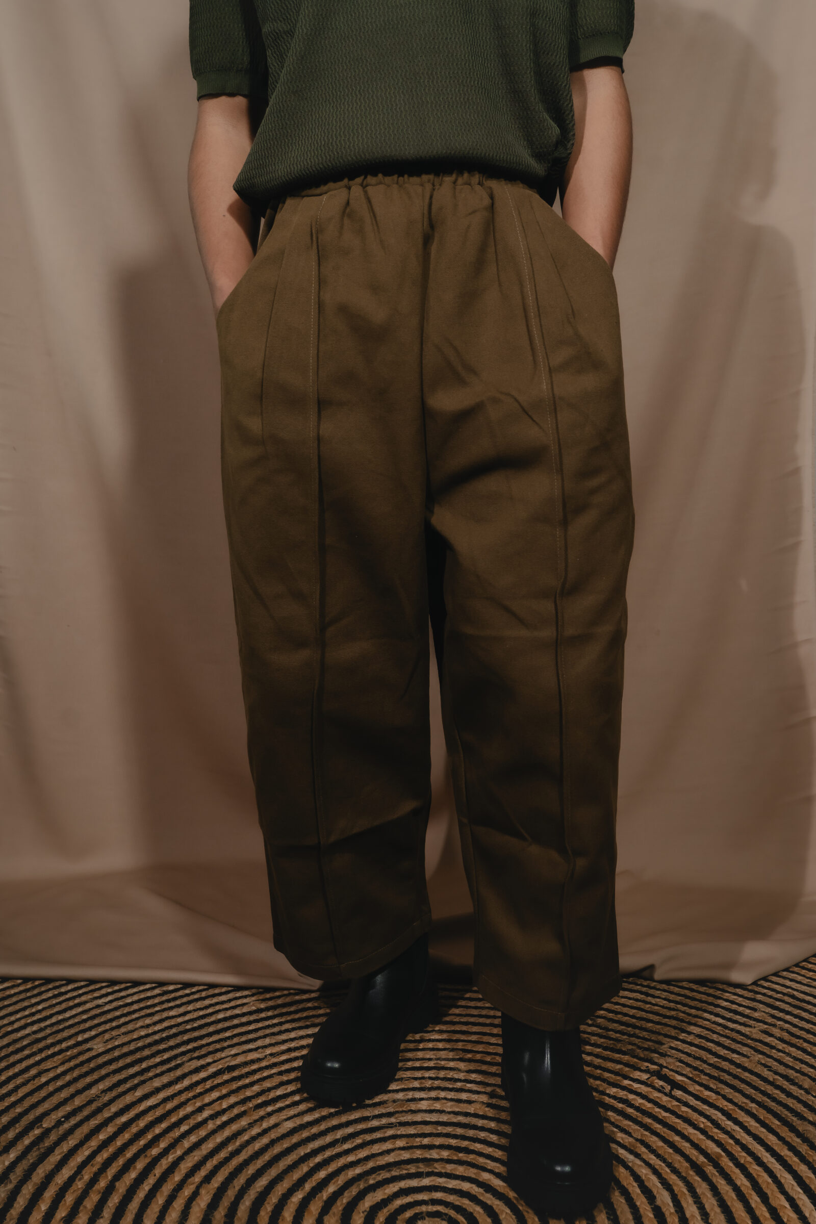Olive Denim Baggy Pants