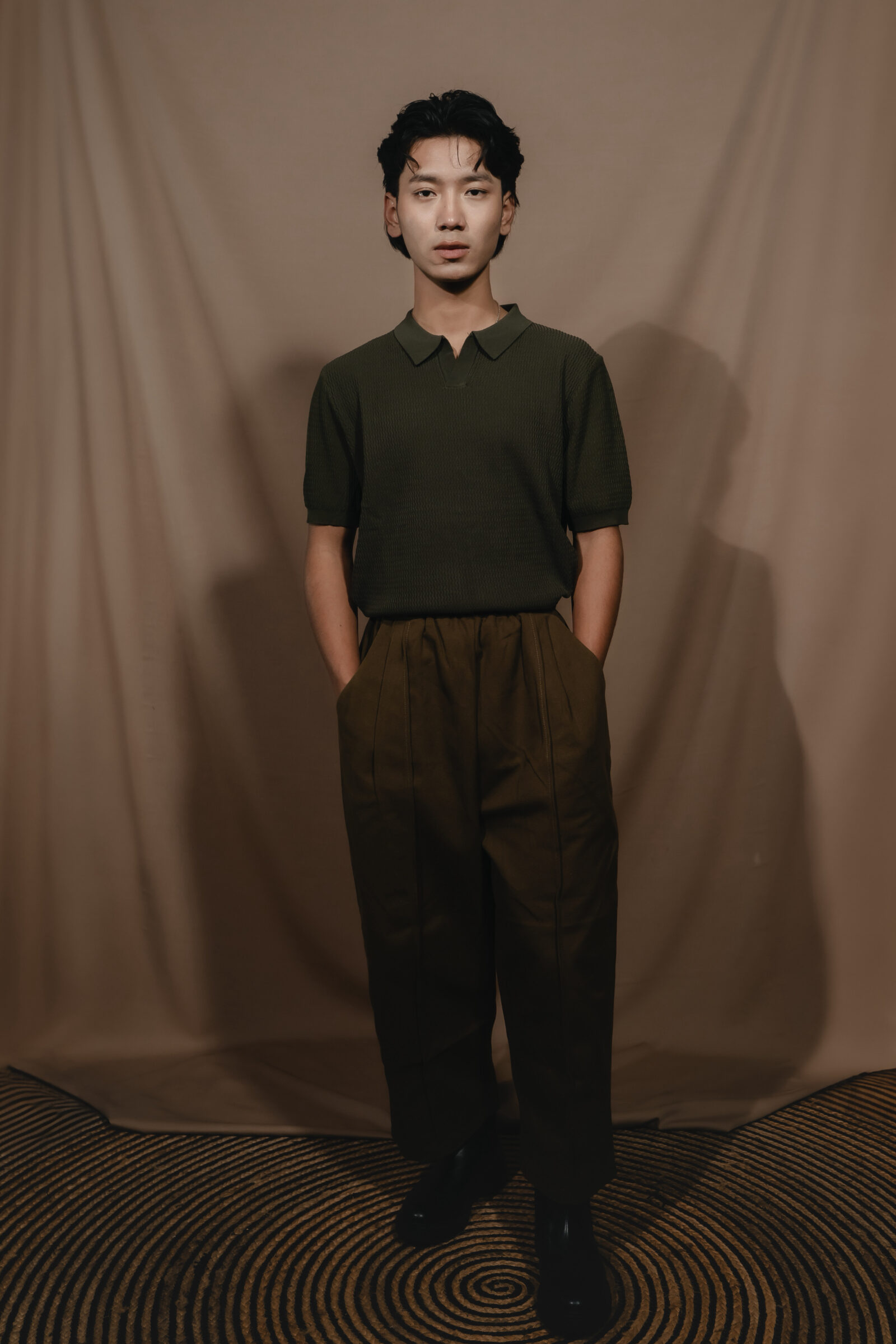Dark Olive Knitted Polo Shirt