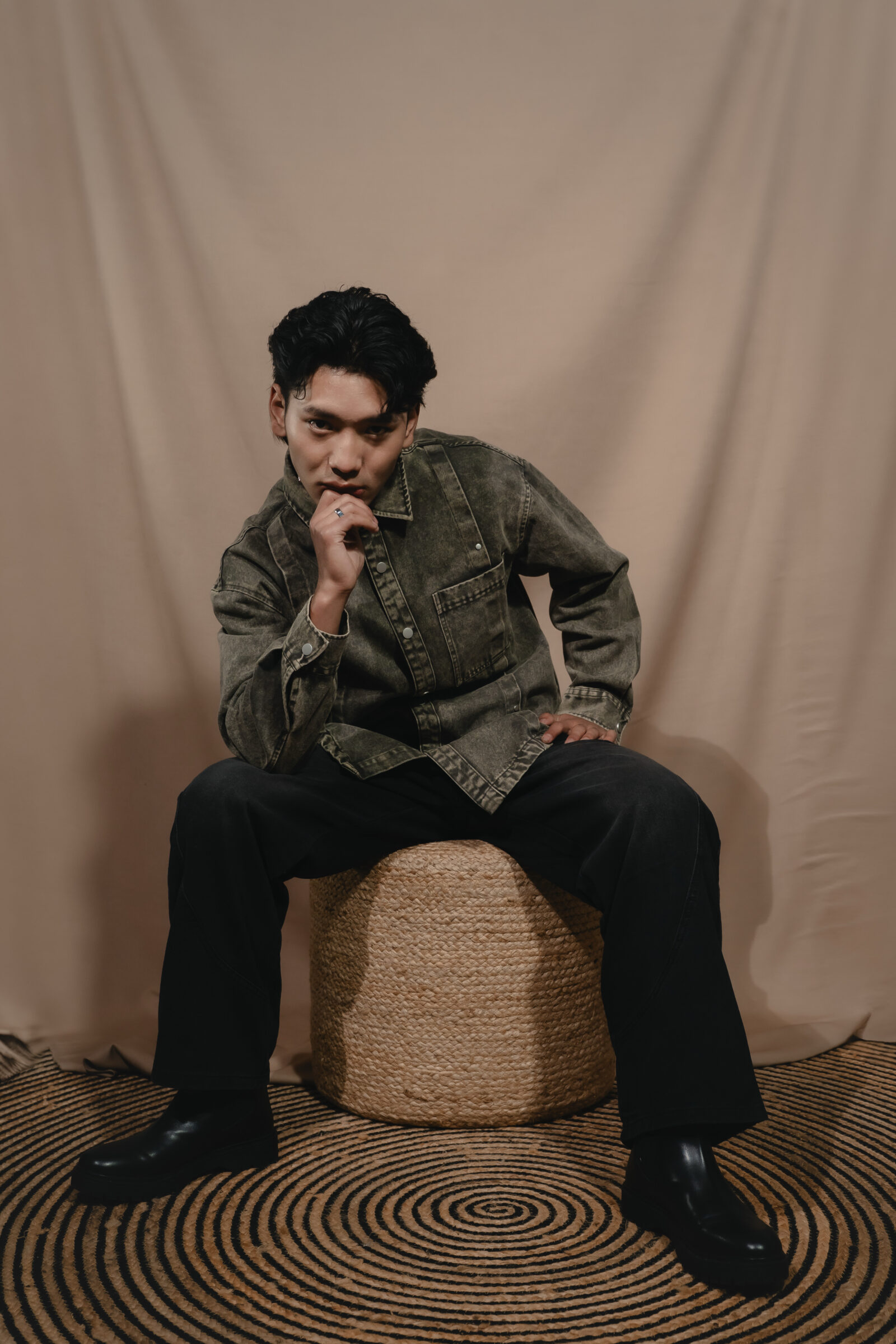 Washed Olive Cotton Shacket