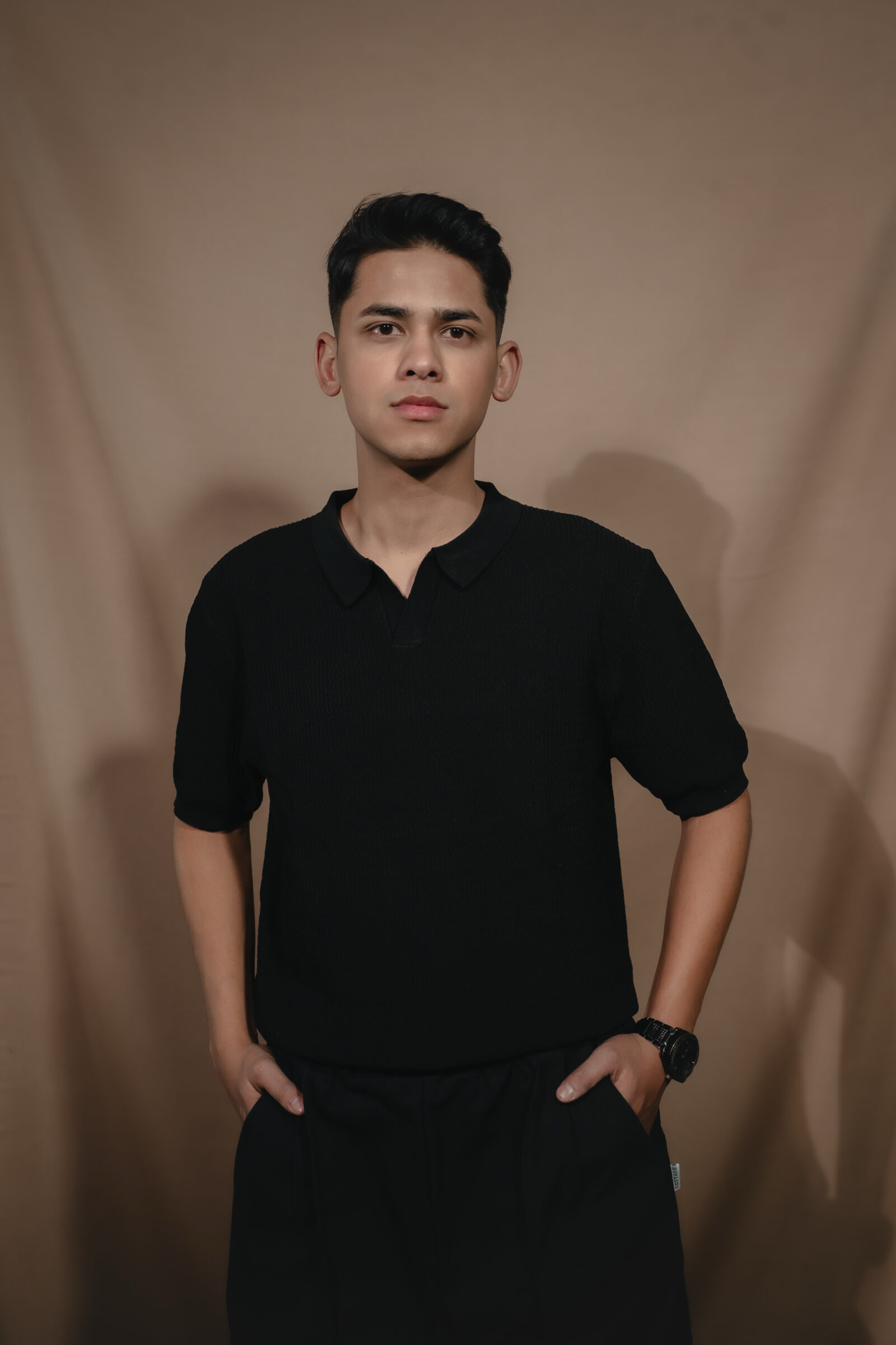 Black Knitted Polo Shirt