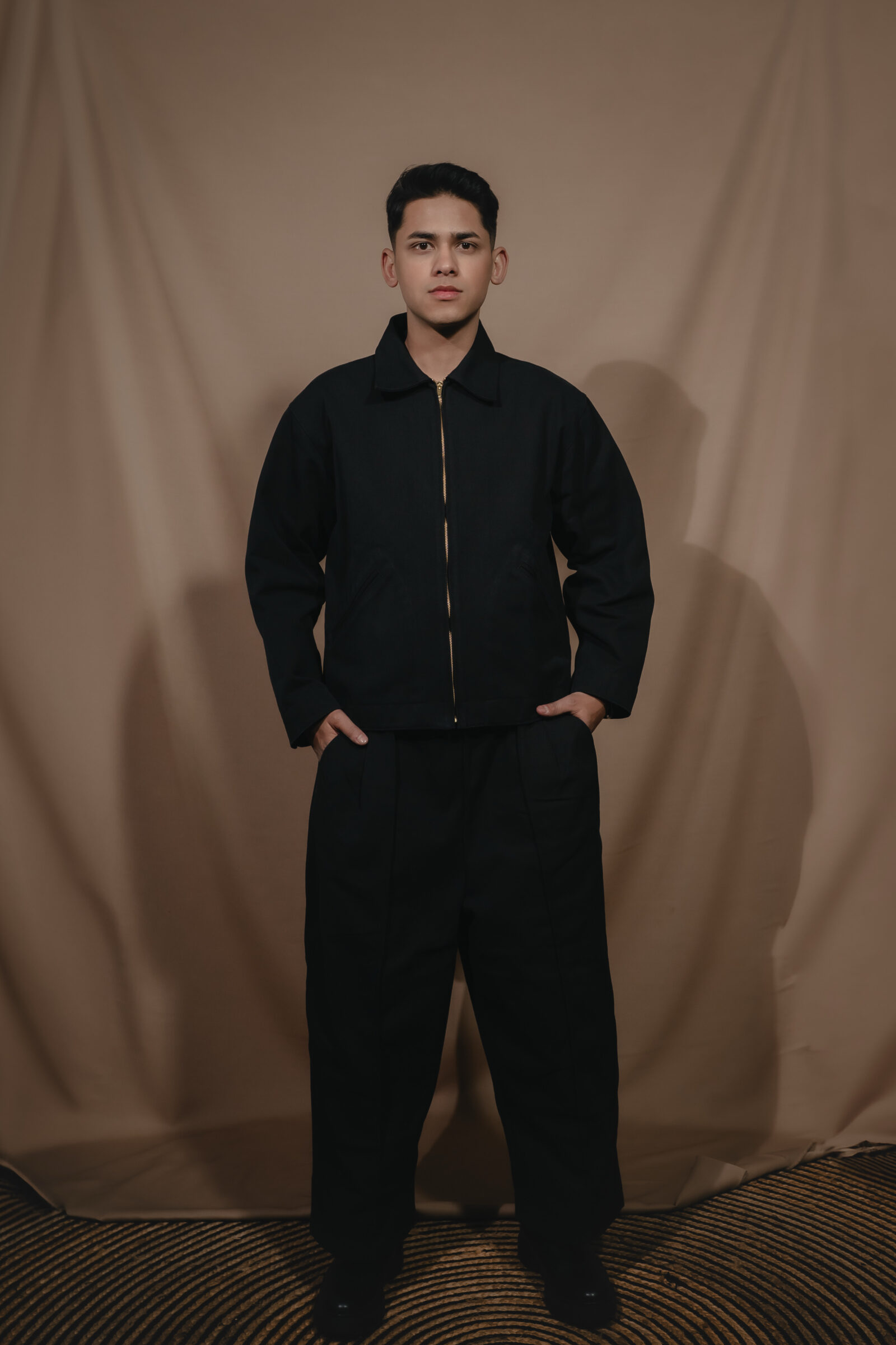 Black Collared Denim Jacket